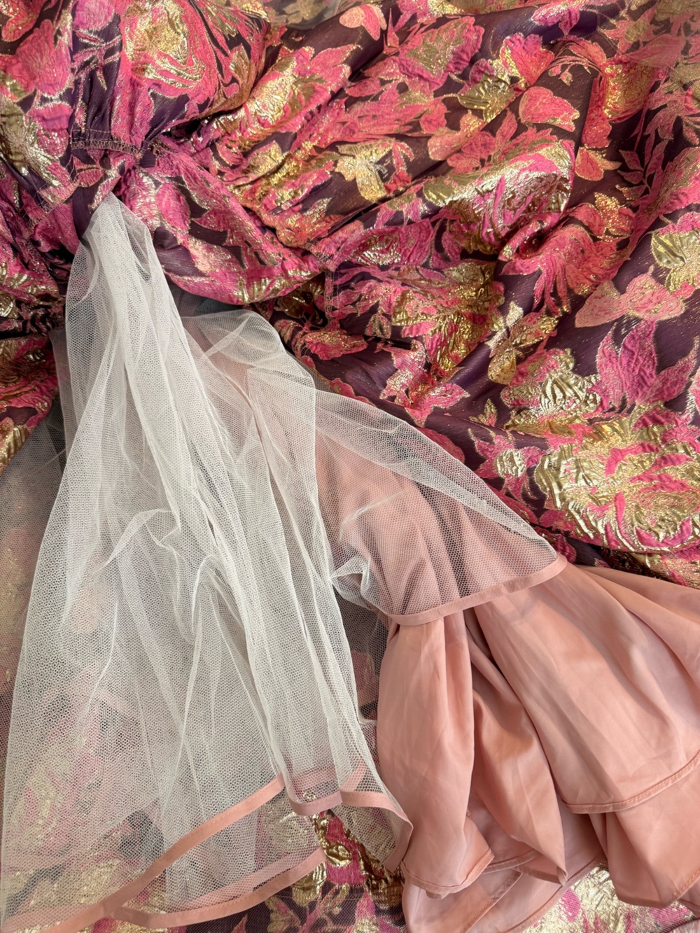 NWT Sherri Hill 57515 Inspired Pink Brocade Ball Gown w/ Pockets - Picture 5 of 10